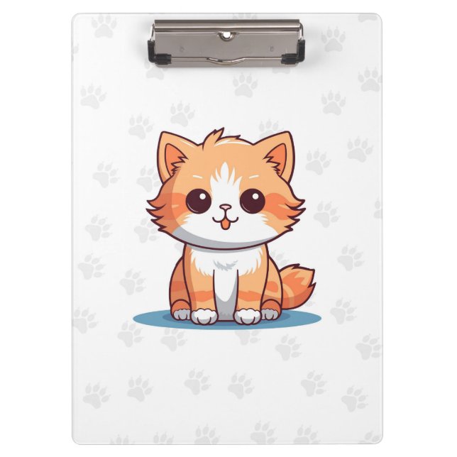 Prancheta com Estampa de Pata de Gato Fofa Design  (Frente)