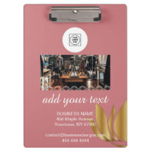 Prancheta com Logo Rosa Elegante Texto Personaliza