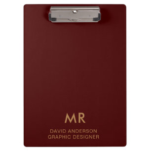 Prancheta com Logotipo Monograma Elegante Vermelho