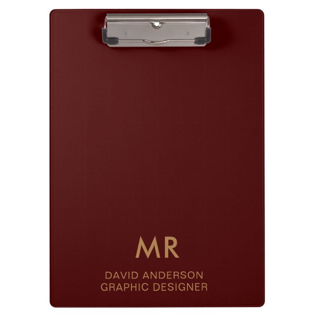 Prancheta com Logotipo Monograma Elegante Vermelho (Frente)
