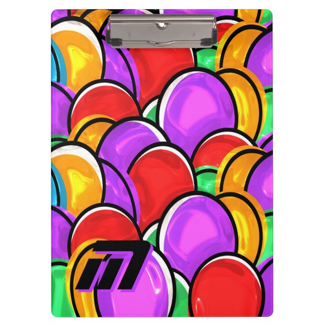 Prancheta com Monograma Personalizado em Arte Pop  (Frente)