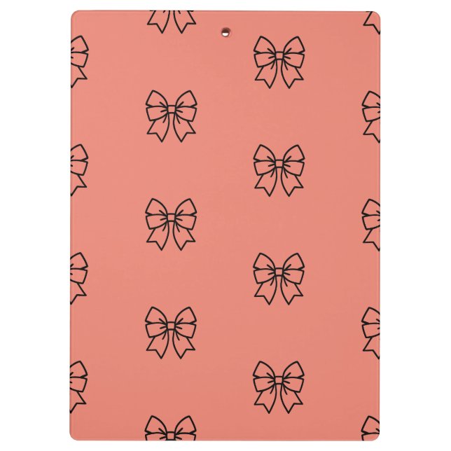 Prancheta com padrão de laço coquete rosa fofo (Verso)