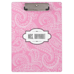 Prancheta cor-de-rosa personalizada de Paisley