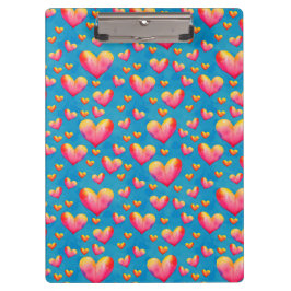 Prancheta Corações Aquarela Multicolorida