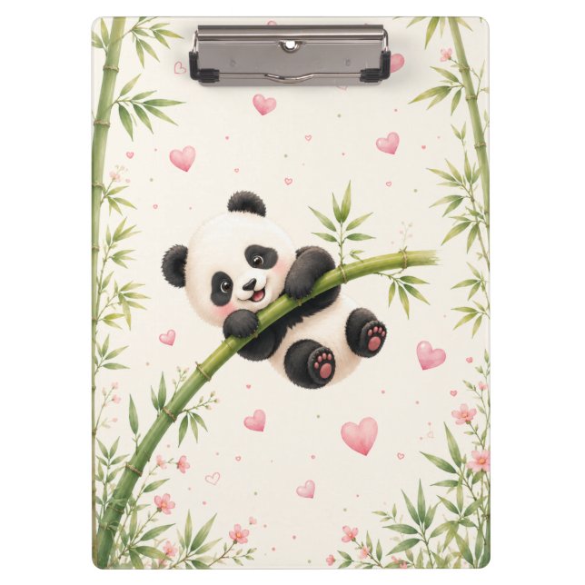 Prancheta de Aquarela de Bambu de Panda Fofo |  (Frente)