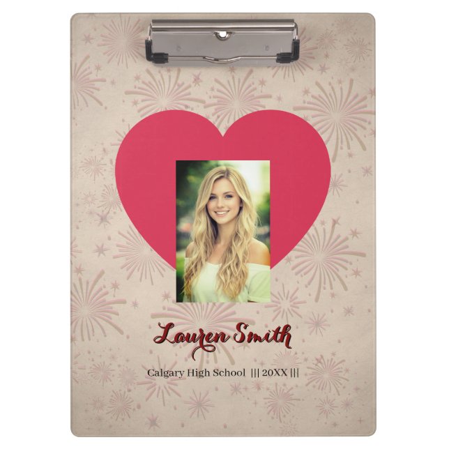 Prancheta de Coração com Fonte de Foto Personaliza (Frente)