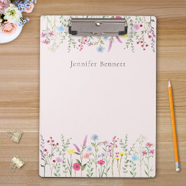 Prancheta de Flores Silvestres Aquarela Personaliz