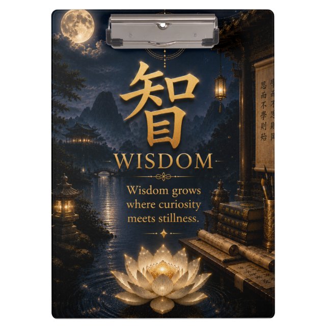 Prancheta de Lótus do Caractere Chinês 智 Sabedoria (Frente)