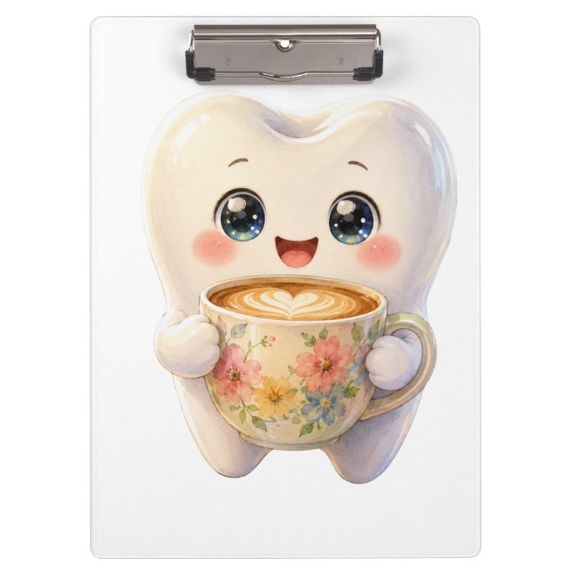 Prancheta de personagem Kawaii amante de café odon (Frente)