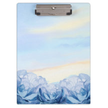 Prancheta de pintura em aquarela floral azul elega