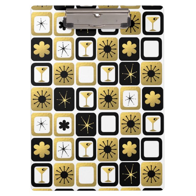 Prancheta Dourado glamoroso retro (Frente)