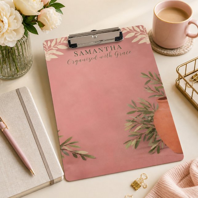 Prancheta Elegante Botânica Rosa Empoeirada (Criador carregado)