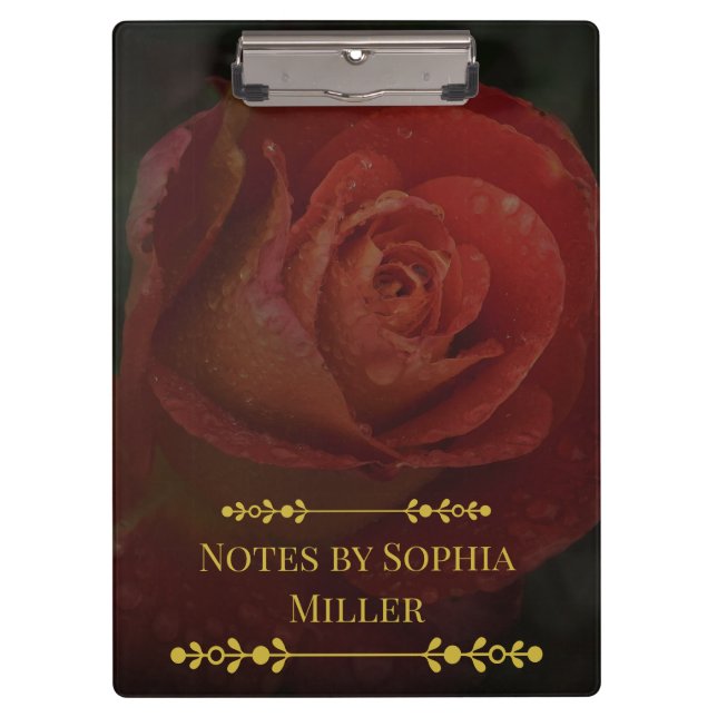 Prancheta Floral Botânica Rosa Vermelho Escuro Ele (Frente)
