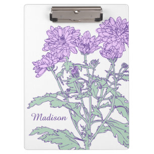 Prancheta floral branca verde roxa