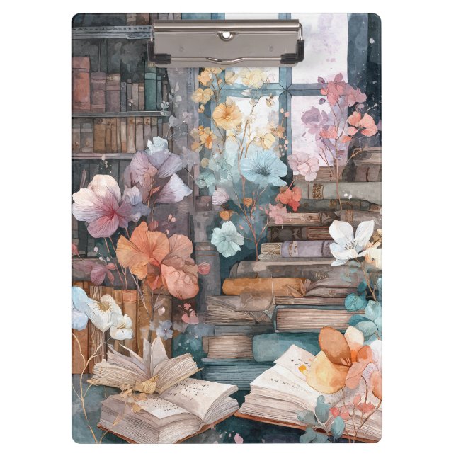 Prancheta Floral Fantasia Biblioteca Pastel Capric (Frente)