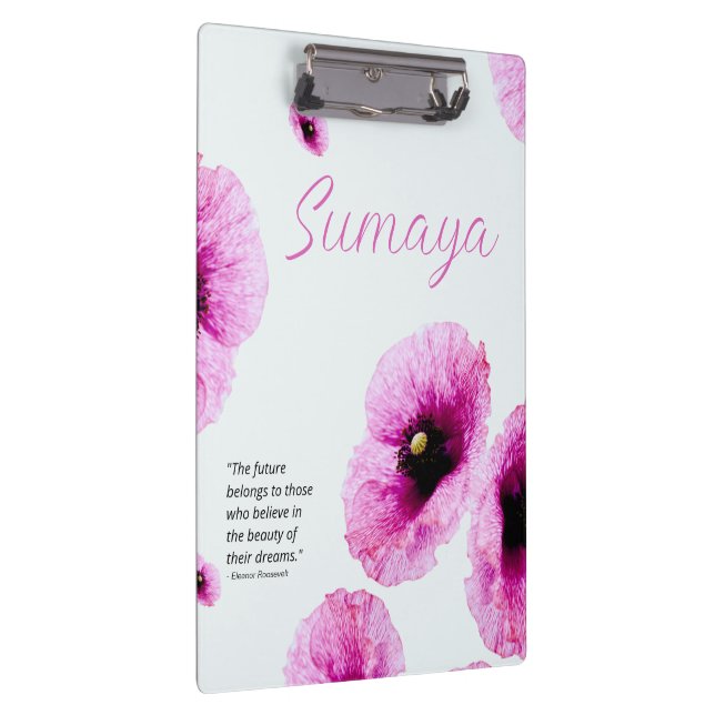 Prancheta Floral Rosa Elegante Personalizável (Direita)