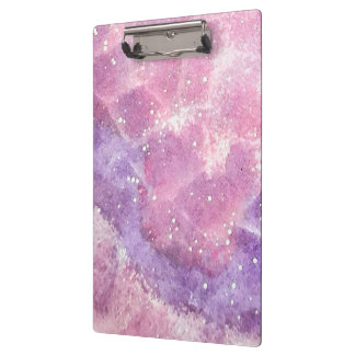 Prancheta Galáxia Brilho Aquarela Rosa Roxo