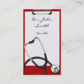 Prancheta médica com cartão de visita do