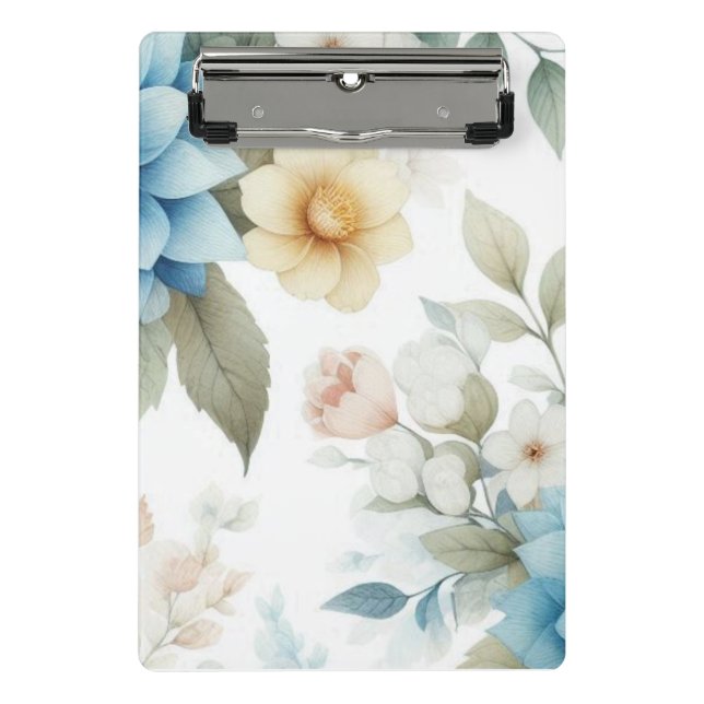 Prancheta Mini Amarela Azul Pastel Botânica (Frente)