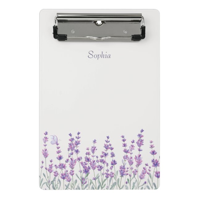 Prancheta Mini Floral Roxo Lavanda Aquarela (Frente)