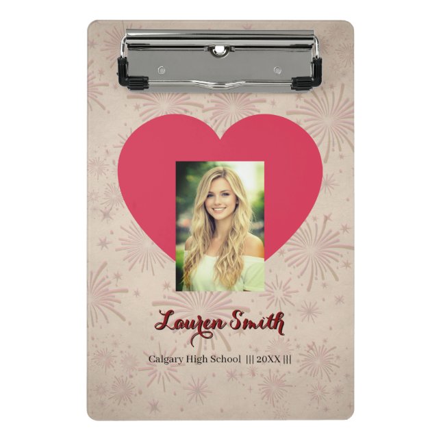 Prancheta Mini Fonte de Foto Personalizada Coração (Frente)