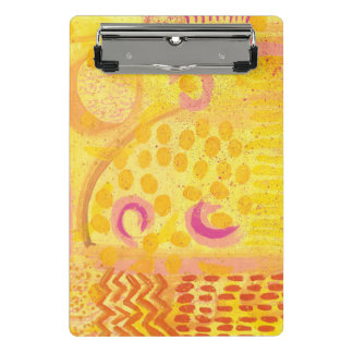 Prancheta Mini Pintura Abstrata Coral Amarelo