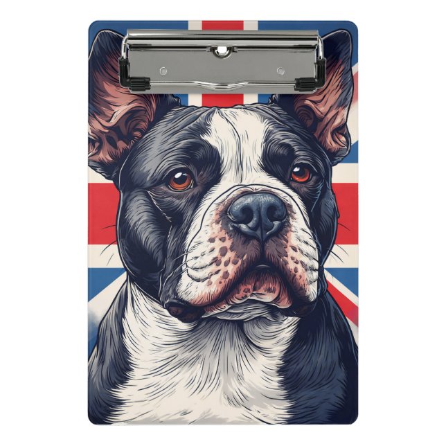 Prancheta Mini Staffy e Bandeira Union Jack (Frente)