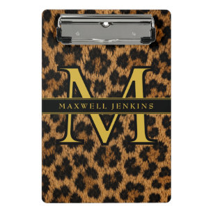 Prancheta Padrão de leopardo personalizado Nome Mini Estilos