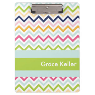 Prancheta personalizada Chevron azul e verde