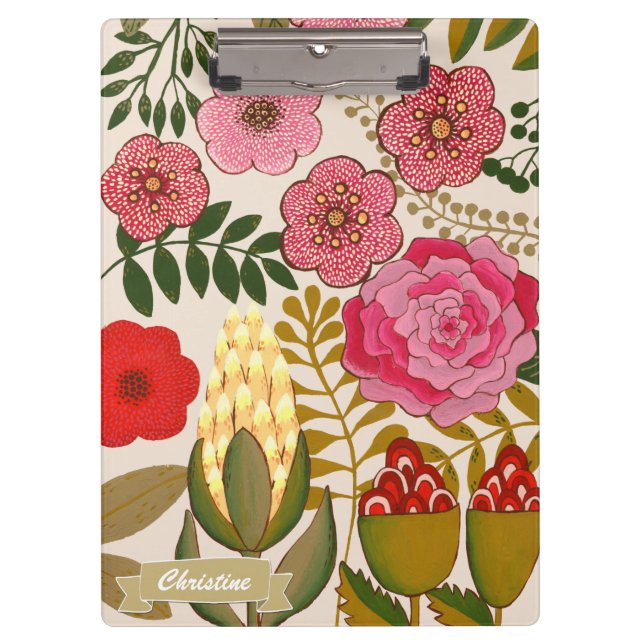 Prancheta Personalizada de Arte Floral Trópicos (Frente)