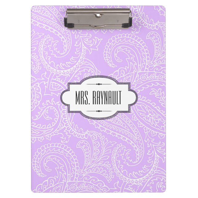 Prancheta personalizada de Paisley do Lilac (Frente)