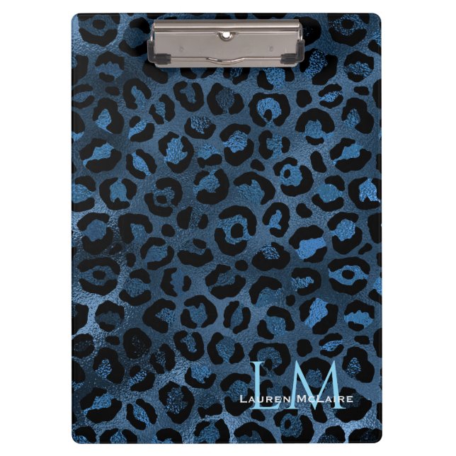 Prancheta Personalizada Elegante Leopardo Azul (Frente)