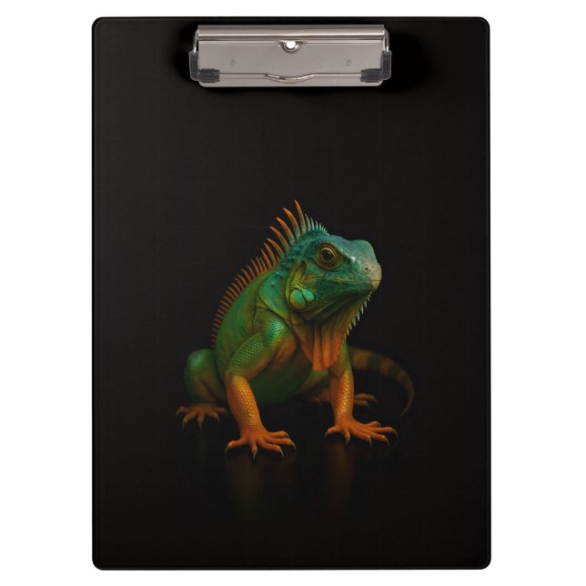 Prancheta Preta 4 Luxo, Iguana Verde (Frente)