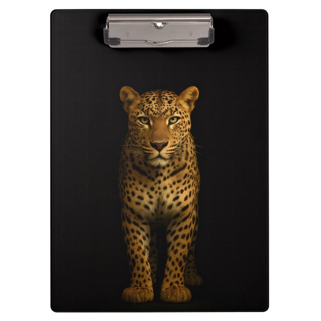 Prancheta Preta 4 Luxo, Leopardo Majestoso (Frente)