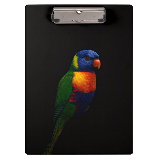 Prancheta Preta 4 Luxo, Papagaio Lorikeet Arco-Íri (Frente)