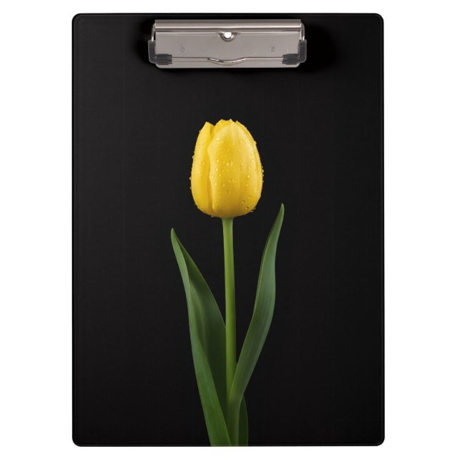 Prancheta Preta 4 Luxo, Tulipa Amarela Dourada (Frente)