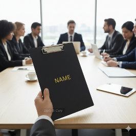 Prancheta Preta Moderna com Nome Personalizado Des