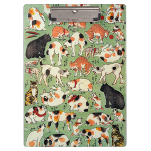 Pranchetas 猫尽両めん合, gatos do 芳藤 da era de Edo,
