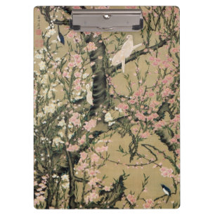 Pranchetas 18.桃 花 禽 図, 若 冲 Peach Blossoms & Small Birds, Jaku