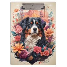 3D Fantasia Floral Bernese Mountain Dog Birds Ver