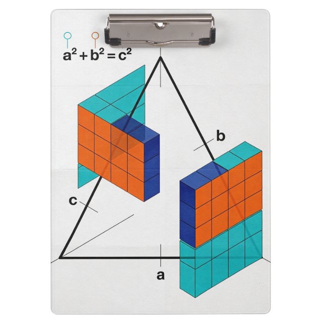 Pranchetas 3D Pythagorean Theorem Math Clipboard (Frente)