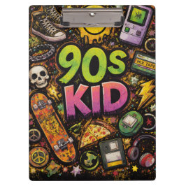 Pranchetas 90s Kids Retro Pizza Smiley Face Flower Design