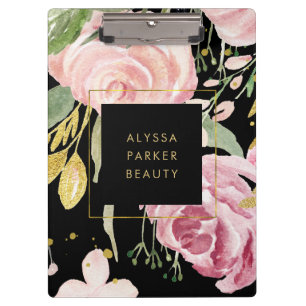 Pranchetas A aguarela floresce floral cor-de-rosa e Dourado