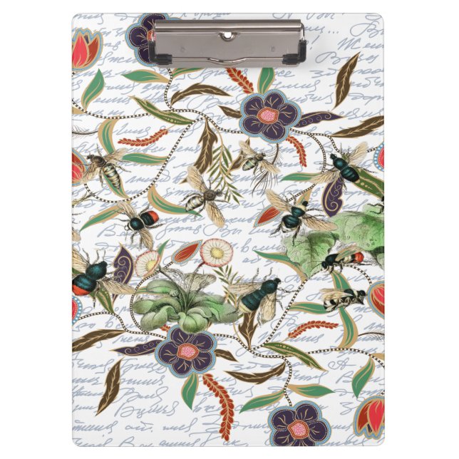 Pranchetas Abelhas e Flores Francesas Modernas Vintage (Frente)