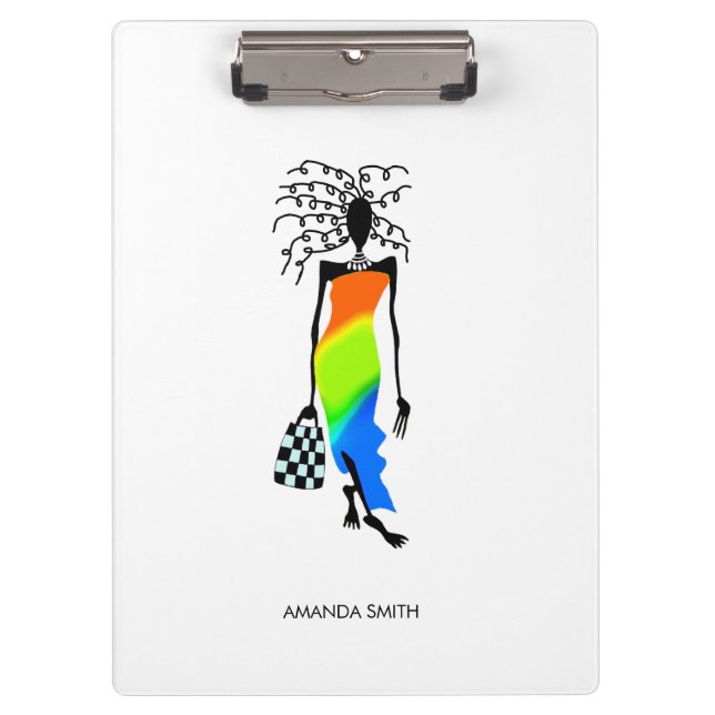Pranchetas Abstrato African Art, Elegante Moda Lady (Frente)