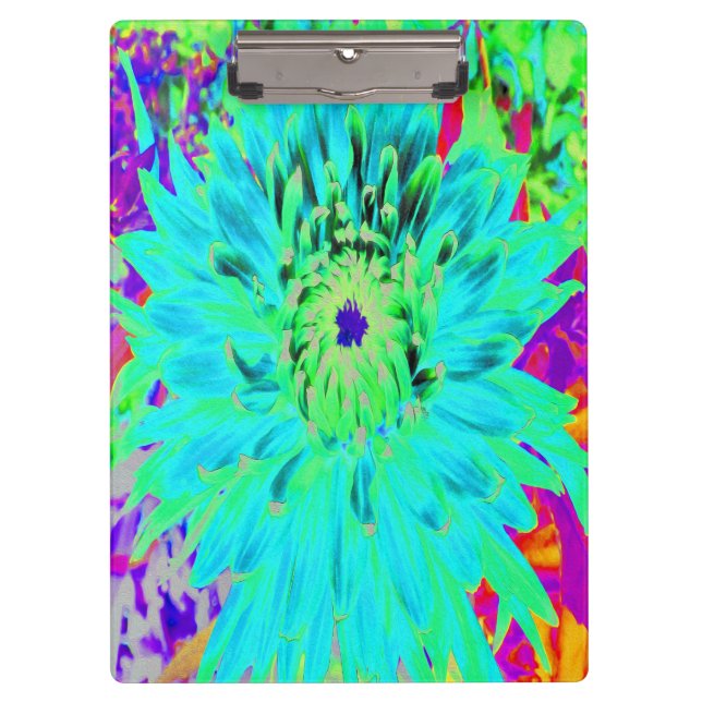 Pranchetas Abstrato Aqua Decorative Dahlia Flower (Frente)