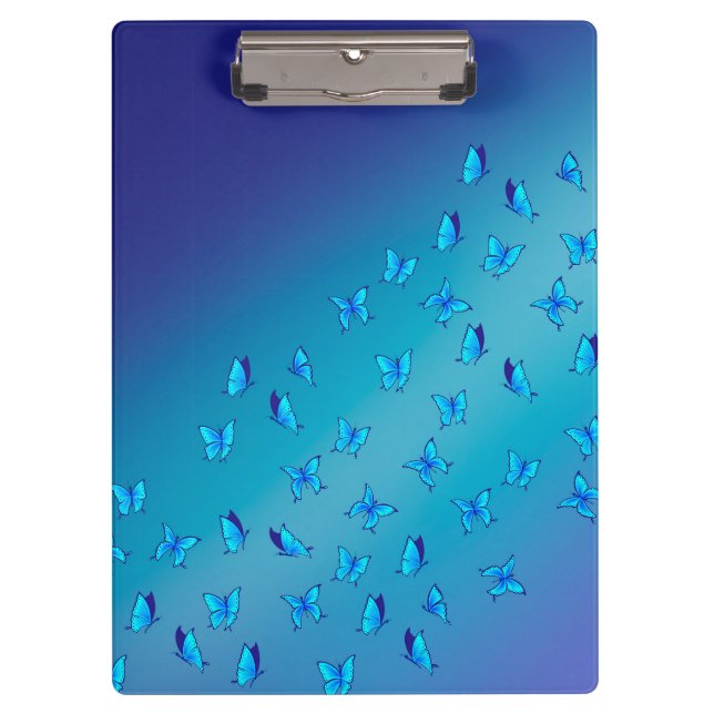 Pranchetas Abstrato Blue Moonbeams and Butterflies Clipboard (Frente)