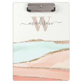 Pranchetas Abstrato de Aquarela Costeira com Nome e Monograma