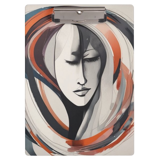 Pranchetas Abstrato de Arte de Muro Azul Marrom Face da Mulhe (Frente)