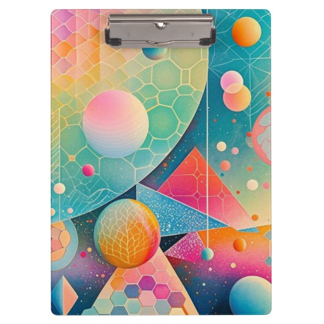 Pranchetas Abstrato geométrica vibrante e branca (Frente)